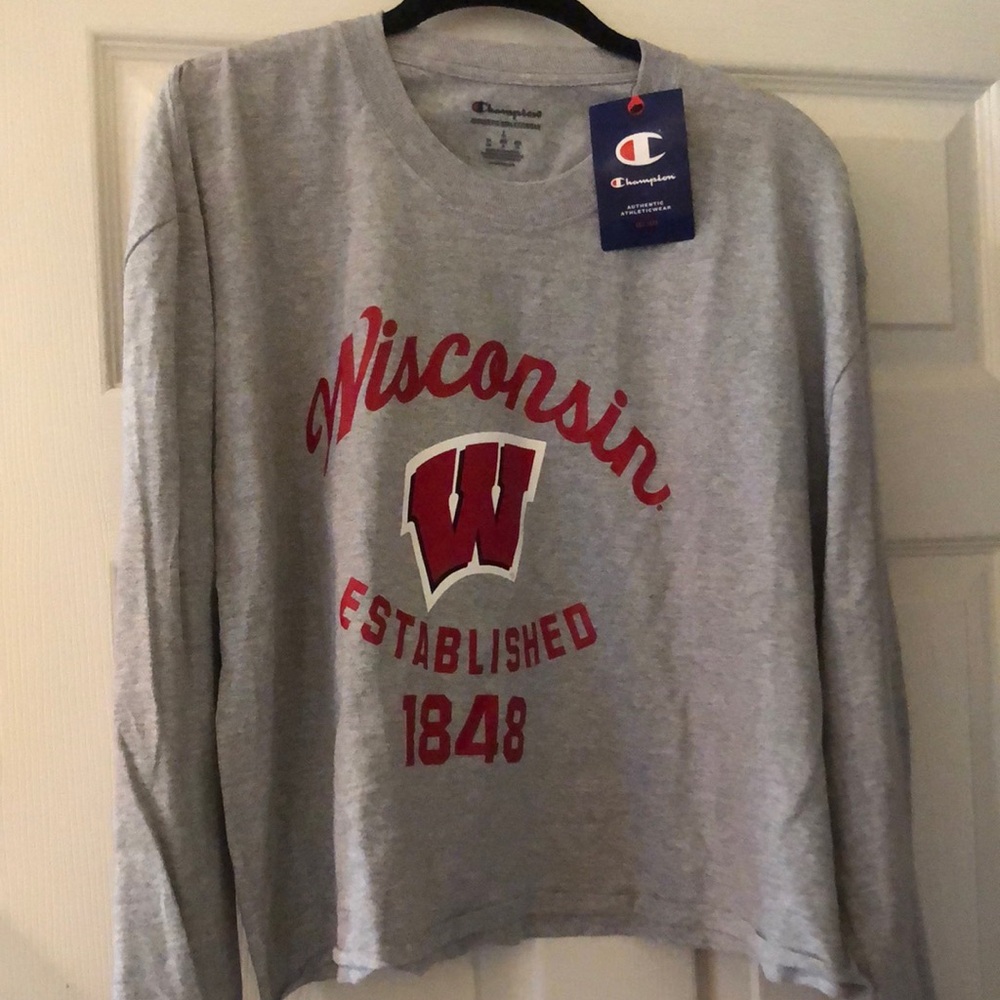 Gray Wisconsin long sleeved cropped shirt